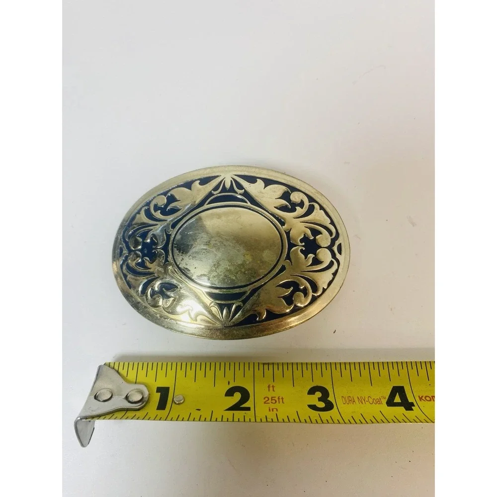 Silver Tone Blue Accent Cowboy Western Style Vintage Belt‎ Buckle Silverado USA